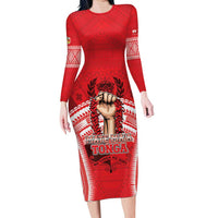 Custom Tonga Rugby Mate Ma'a Family Matching Long Sleeve Bodycon Dress and Hawaiian Shirt Tongan Pride Unique Style - Polynesian Pride