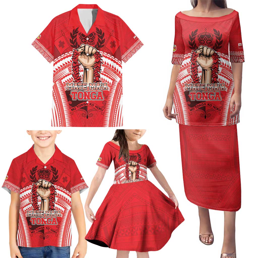 Custom Tonga Rugby Mate Ma'a Family Matching Puletasi and Hawaiian Shirt Tongan Pride Unique Style LT05 - Polynesian Pride