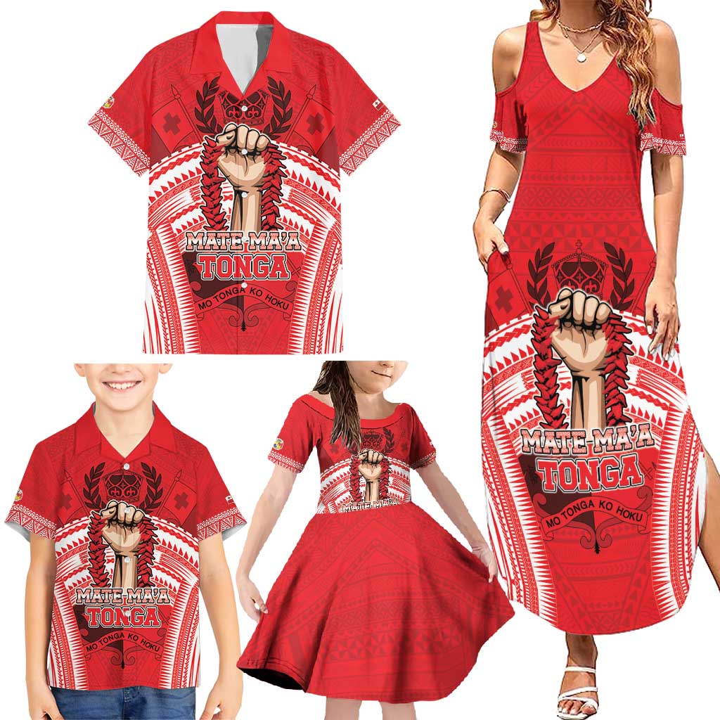 Custom Tonga Rugby Mate Ma'a Family Matching Summer Maxi Dress and Hawaiian Shirt Tongan Pride Unique Style - Polynesian Pride