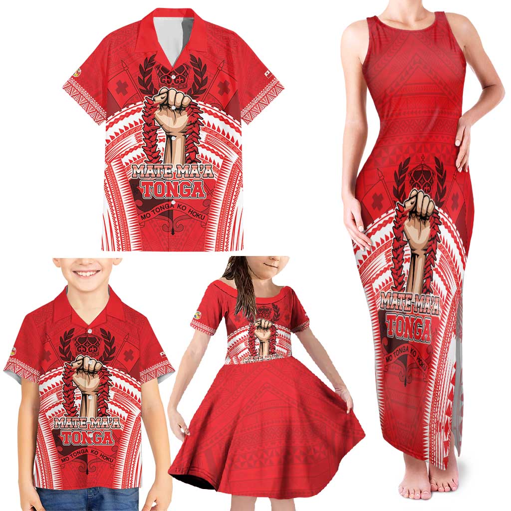 Custom Tonga Rugby Mate Ma'a Family Matching Tank Maxi Dress and Hawaiian Shirt Tongan Pride Unique Style - Polynesian Pride