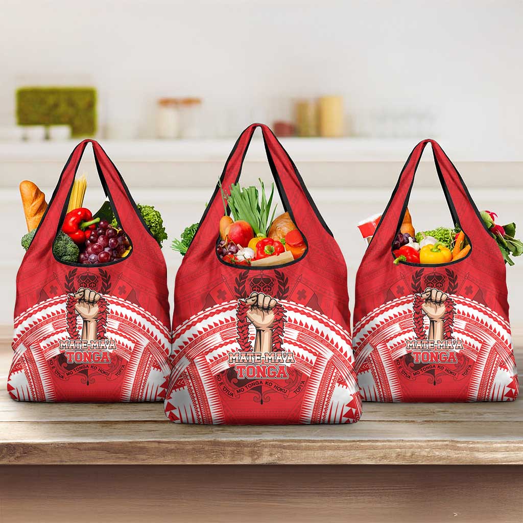 Tonga Rugby Mate Ma'a Grocery Bag Tongan Pride Unique Style LT05 3-pack One Size Red - Polynesian Pride