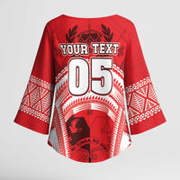 Custom Tonga Rugby Mate Ma'a Kimono Sleeve Blouse Tongan Pride Unique Style - Polynesian Pride