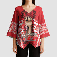 Custom Tonga Rugby Mate Ma'a Kimono Sleeve Blouse Tongan Pride Unique Style - Polynesian Pride
