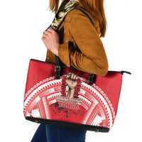 Tonga Rugby Mate Ma'a Leather Tote Bag Tongan Pride Unique Style LT05 Red - Polynesian Pride