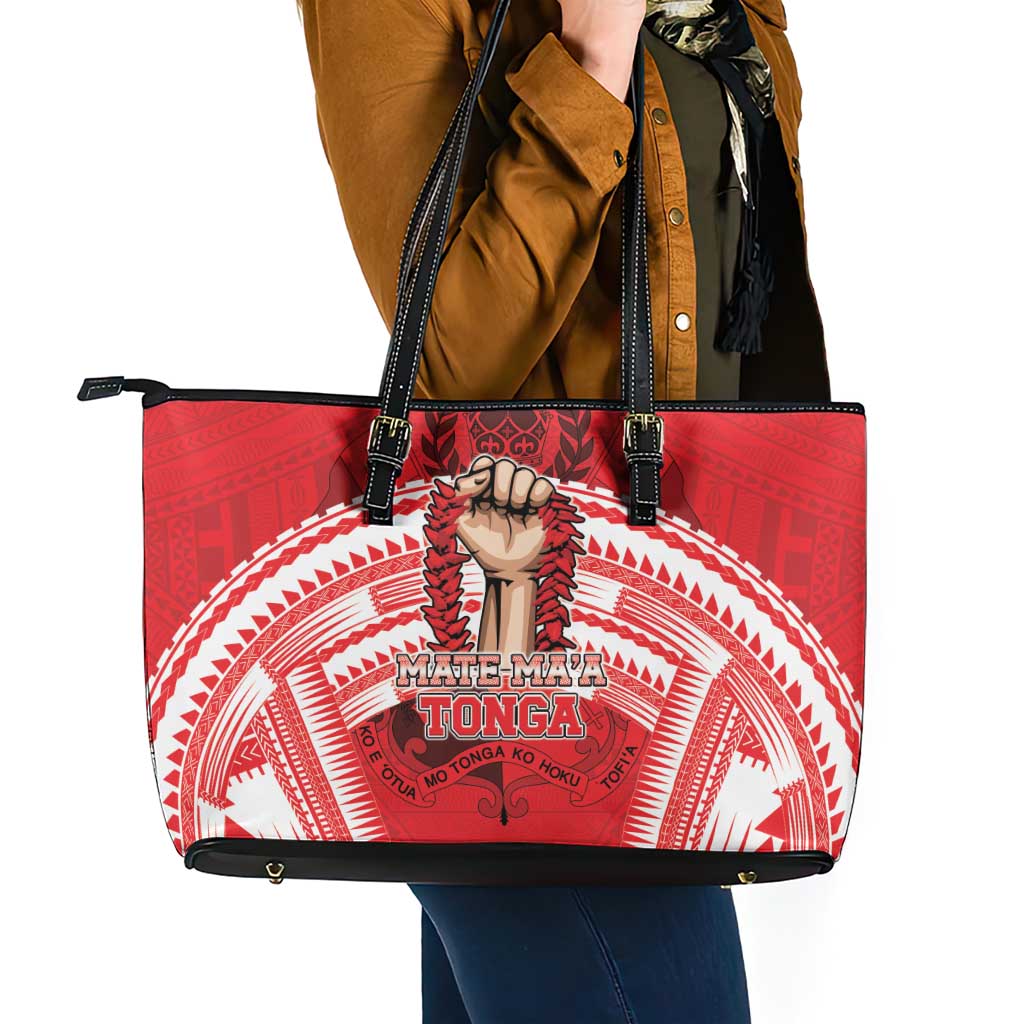 Tonga Rugby Mate Ma'a Leather Tote Bag Tongan Pride Unique Style LT05 - Polynesian Pride