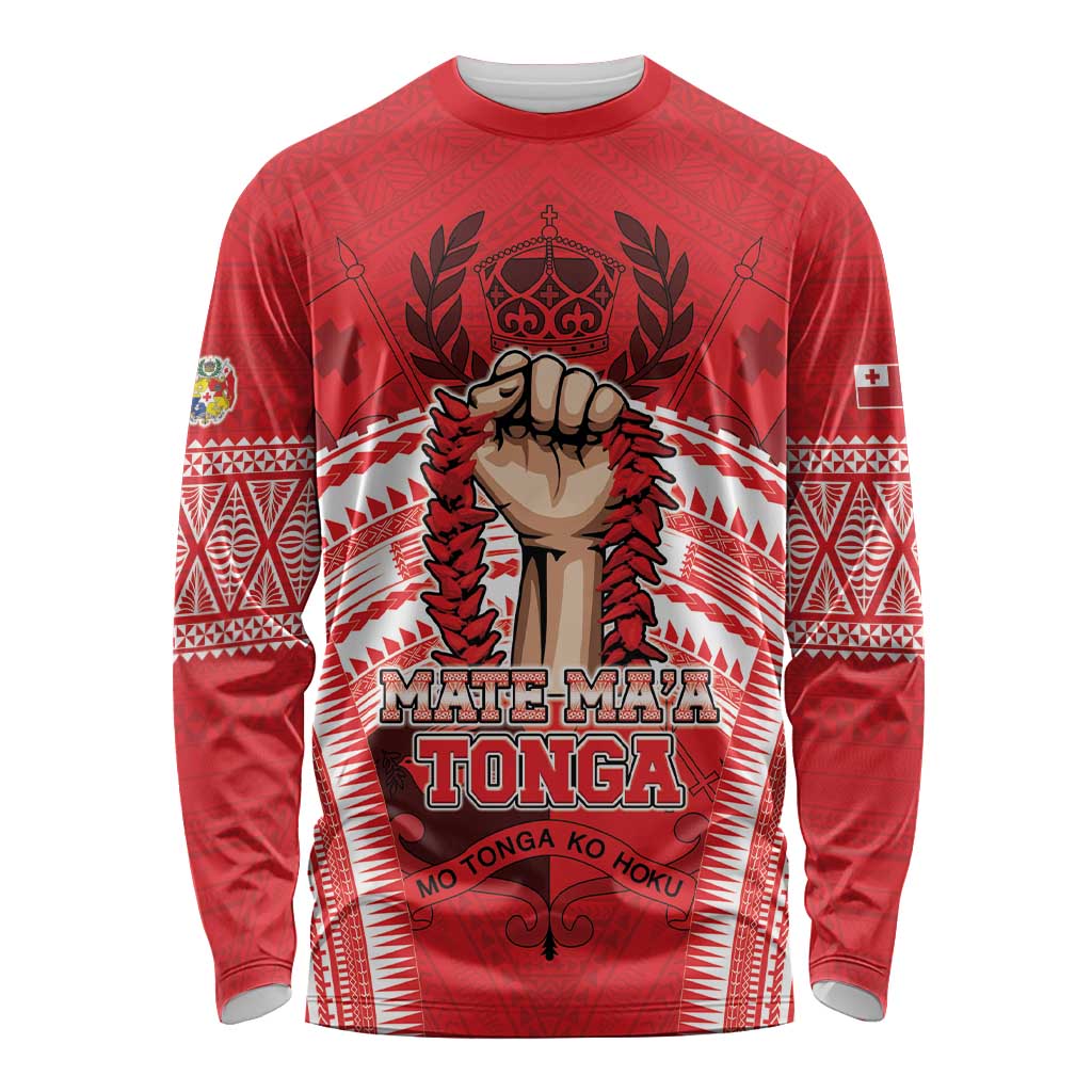 Custom Tonga Rugby Mate Ma'a Long Sleeve Shirt Tongan Pride Unique Style LT05 Unisex Red - Polynesian Pride