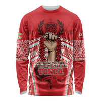 Custom Tonga Rugby Mate Ma'a Long Sleeve Shirt Tongan Pride Unique Style LT05 Unisex Red - Polynesian Pride