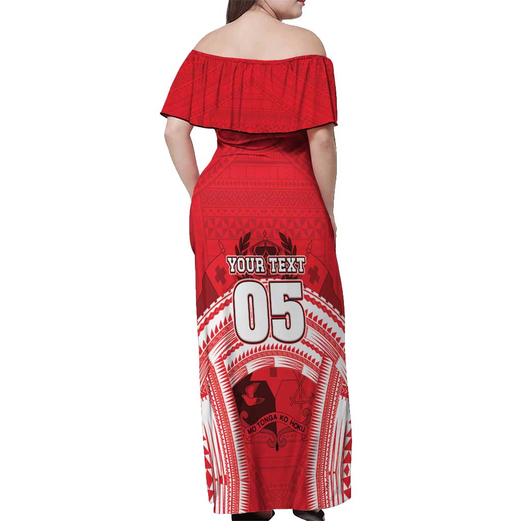 Custom Tonga Rugby Mate Ma'a Off Shoulder Maxi Dress Tongan Pride Unique Style LT05 - Polynesian Pride