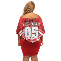 Custom Tonga Rugby Mate Ma'a Off Shoulder Short Dress Tongan Pride Unique Style LT05 - Polynesian Pride