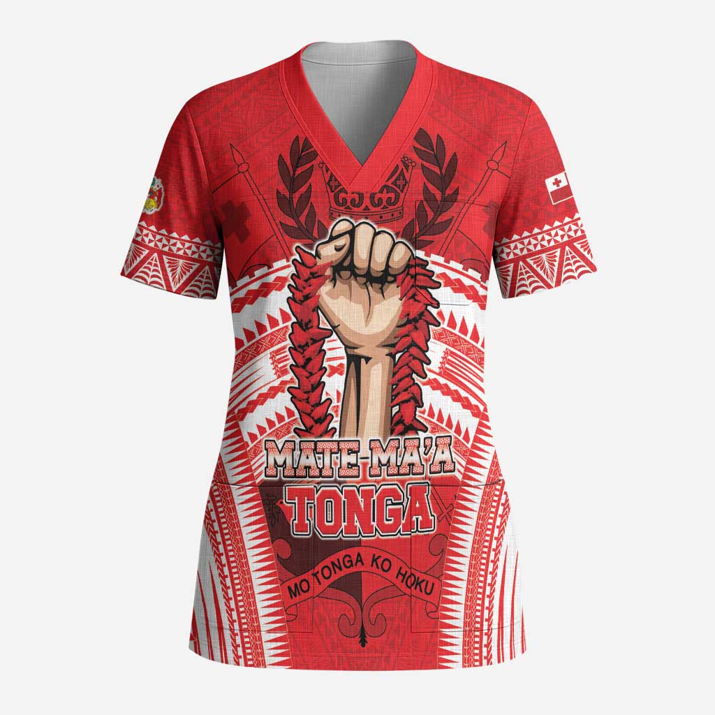 Custom Tonga Rugby Mate Ma'a Scrub Top Tongan Pride Unique Style LT05 Adult Red - Polynesian Pride