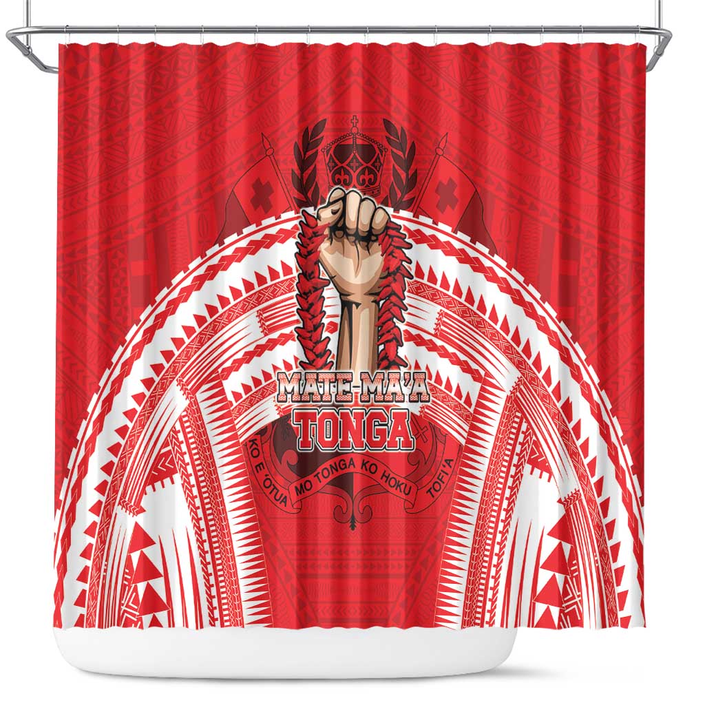 Tonga Rugby Mate Ma'a Shower Curtain Tongan Pride Unique Style LT05 Red - Polynesian Pride
