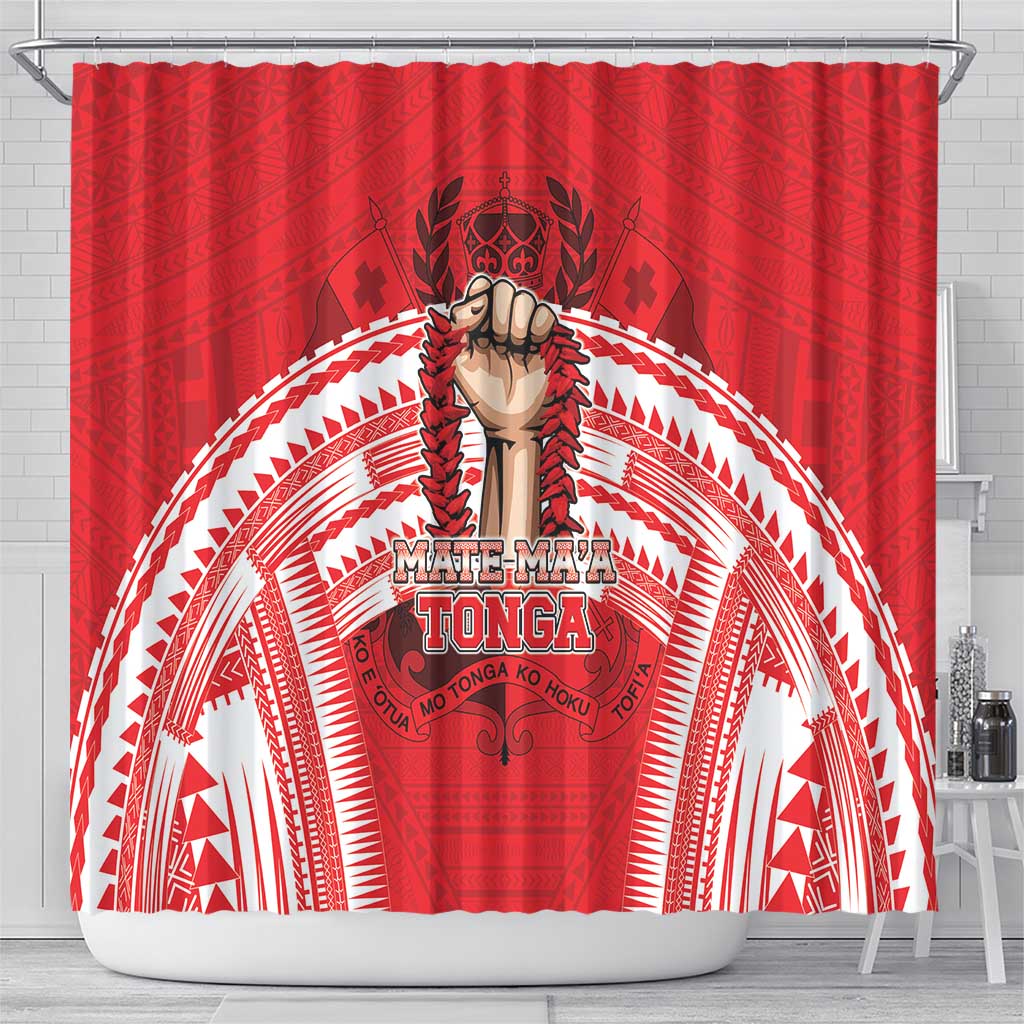 Tonga Rugby Mate Ma'a Shower Curtain Tongan Pride Unique Style LT05 - Polynesian Pride