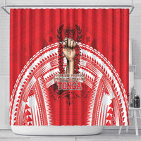 Tonga Rugby Mate Ma'a Shower Curtain Tongan Pride Unique Style LT05 - Polynesian Pride
