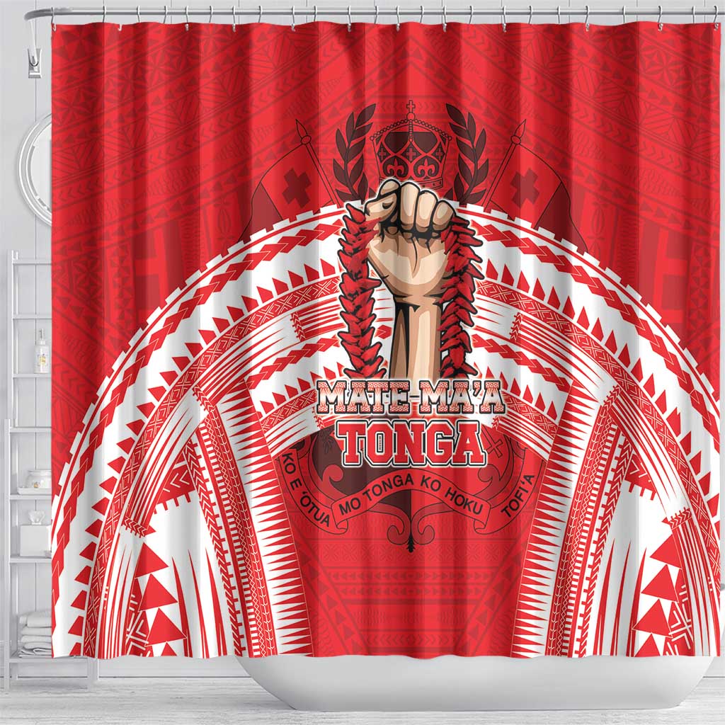 Tonga Rugby Mate Ma'a Shower Curtain Tongan Pride Unique Style LT05 - Polynesian Pride