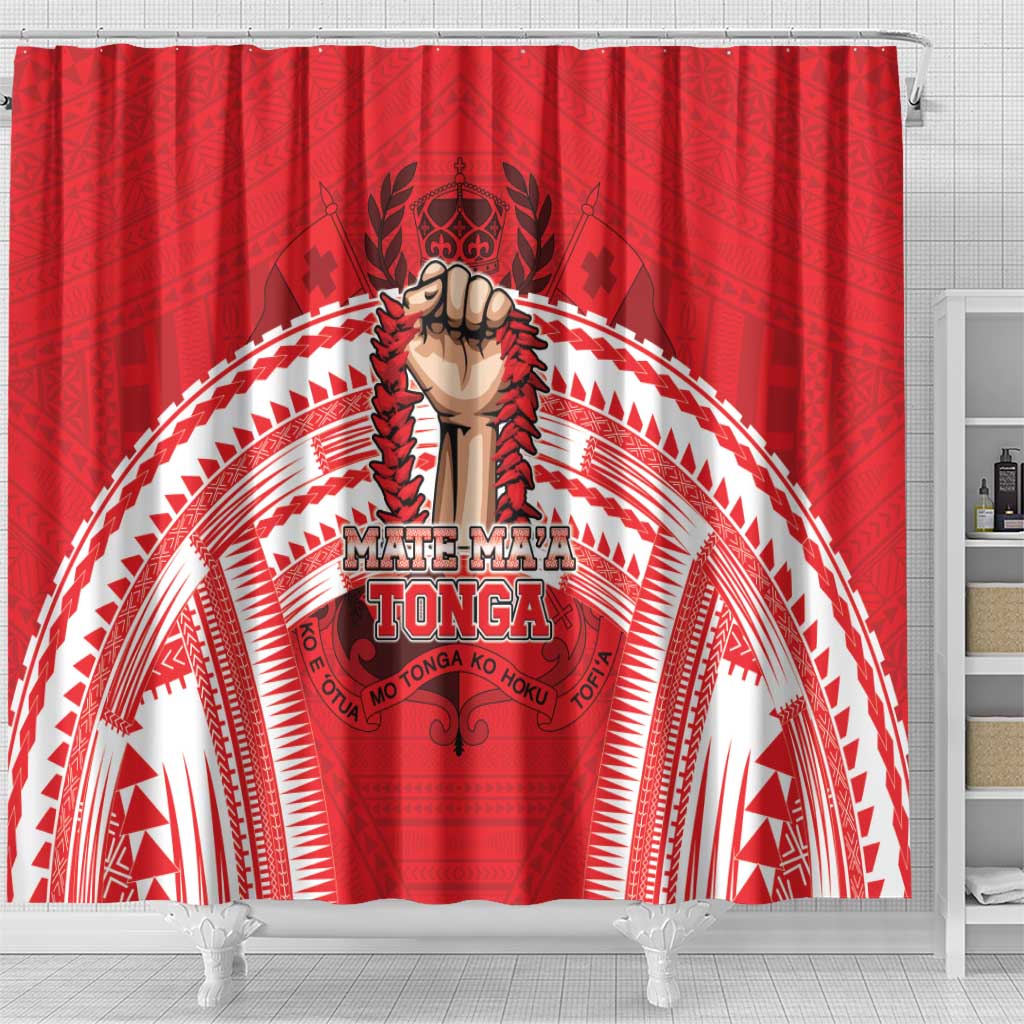 Tonga Rugby Mate Ma'a Shower Curtain Tongan Pride Unique Style LT05 - Polynesian Pride