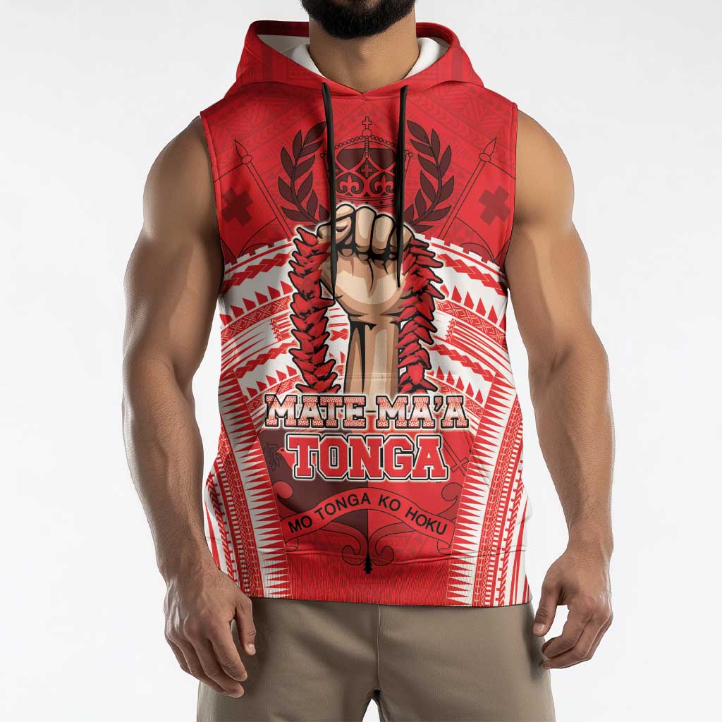 Custom Tonga Rugby Mate Ma'a Sleeveless Hoodie Tongan Pride Unique Style LT05 - Polynesian Pride