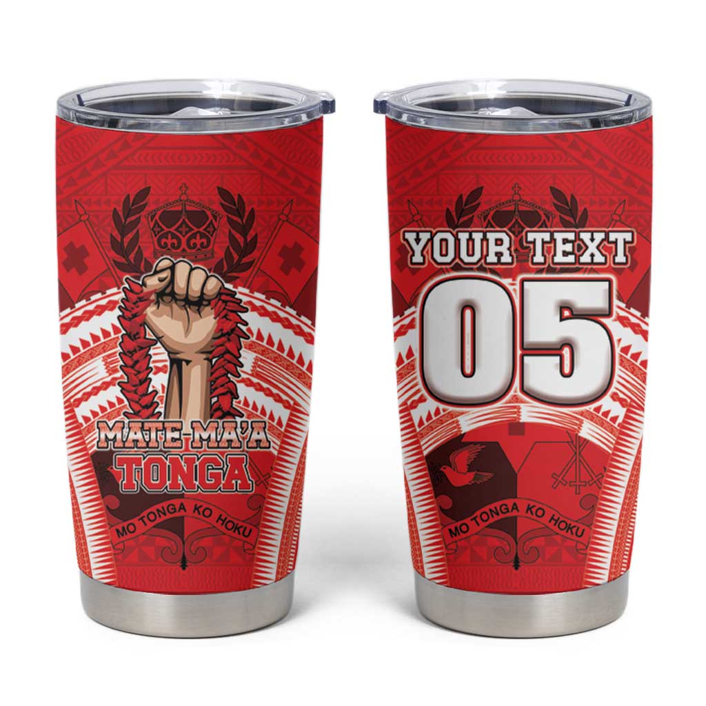 Custom Tonga Rugby Mate Ma'a Tumbler Cup Tongan Pride Unique Style LT05 Red - Polynesian Pride