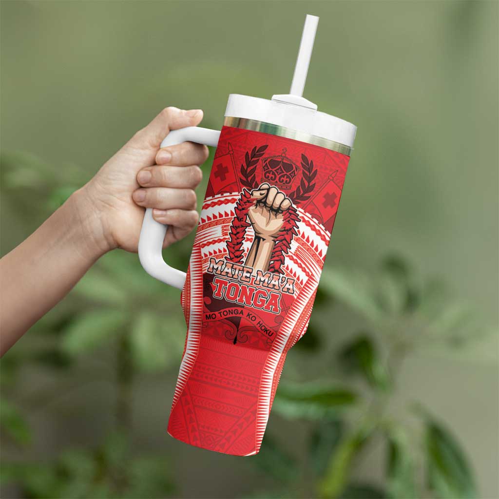 Custom Tonga Rugby Mate Ma'a Tumbler With Handle Tongan Pride Unique Style LT05 - Polynesian Pride