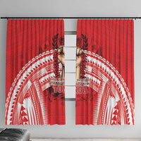 Tonga Rugby Mate Ma'a Window Curtain Tongan Pride Unique Style LT05 With Hooks Red - Polynesian Pride