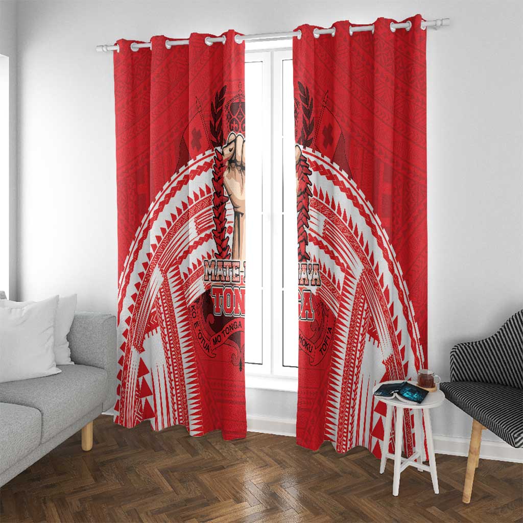 Tonga Rugby Mate Ma'a Window Curtain Tongan Pride Unique Style LT05 With Grommets Red - Polynesian Pride