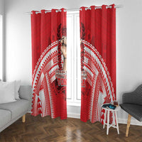 Tonga Rugby Mate Ma'a Window Curtain Tongan Pride Unique Style LT05 With Grommets Red - Polynesian Pride