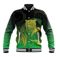 New Zealand Aotearoa Ruru Baseball Jacket Maori Fern Art Green LT05 Unisex Green - Polynesian Pride