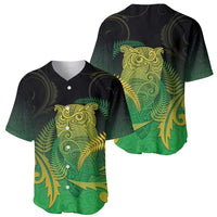 New Zealand Aotearoa Ruru Baseball Jersey Maori Fern Art Green LT05 - Polynesian Pride