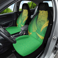 New Zealand Aotearoa Ruru Car Seat Cover Maori Fern Art Green