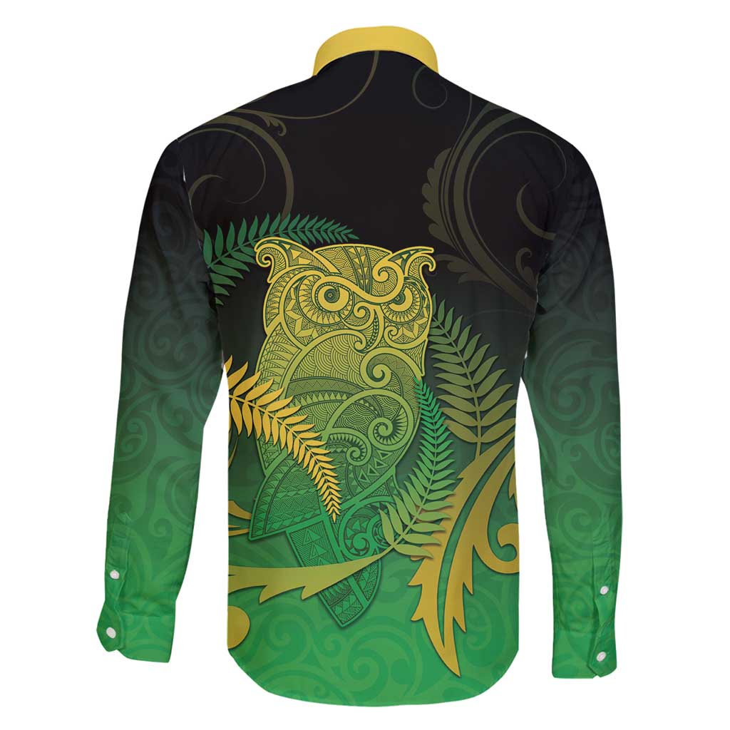 New Zealand Aotearoa Ruru Family Matching Mermaid Dress and Hawaiian Shirt Maori Fern Art Green LT05 - Polynesian Pride