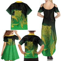 New Zealand Aotearoa Ruru Family Matching Summer Maxi Dress and Hawaiian Shirt Maori Fern Art Green LT05 - Polynesian Pride