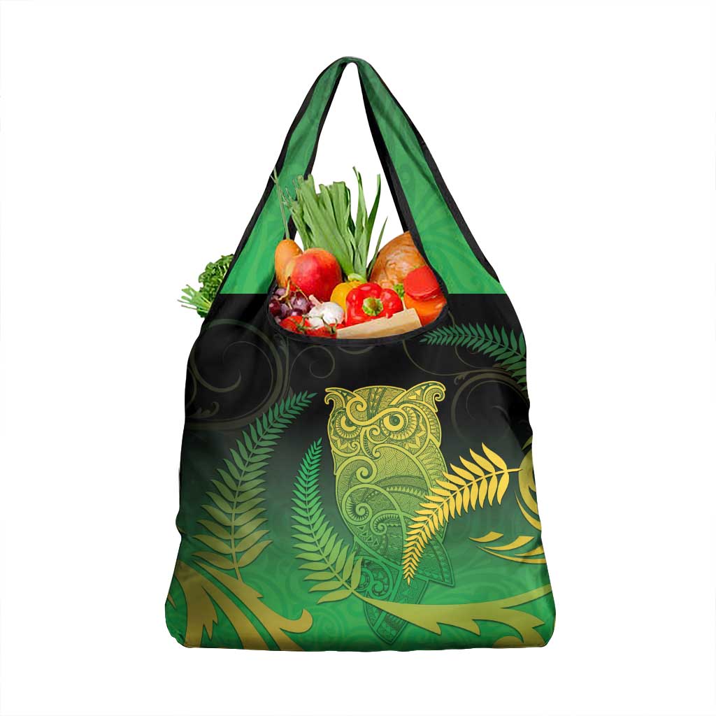 New Zealand Aotearoa Ruru Grocery Bag Maori Fern Art Green LT05 1-pack One Size Green - Polynesian Pride