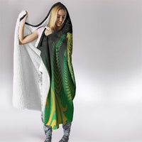 New Zealand Aotearoa Ruru Hooded Blanket Maori Fern Art Green