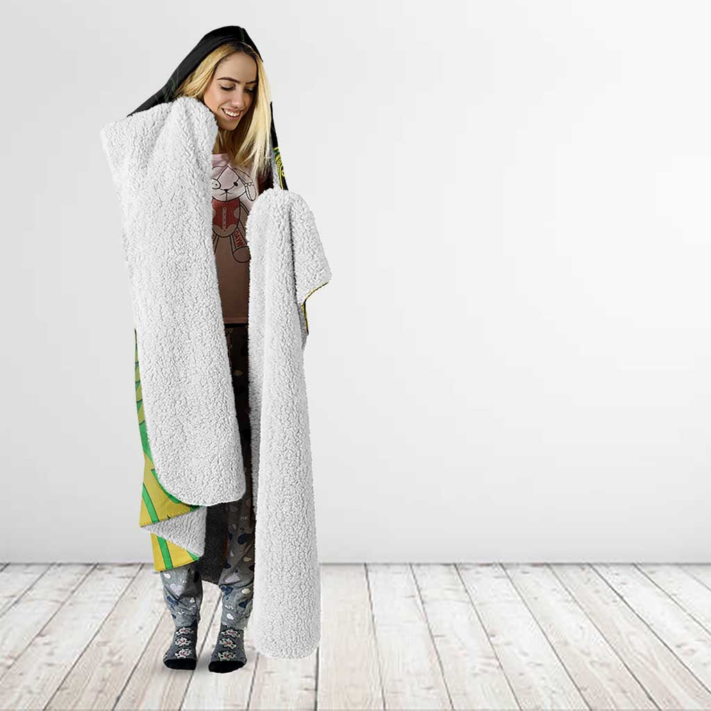 New Zealand Aotearoa Ruru Hooded Blanket Maori Fern Art Green