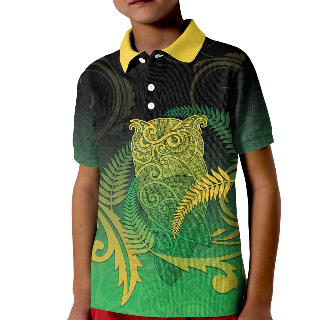 New Zealand Aotearoa Ruru Kid Polo Shirt Maori Fern Art Green LT05 Kid Green - Polynesian Pride