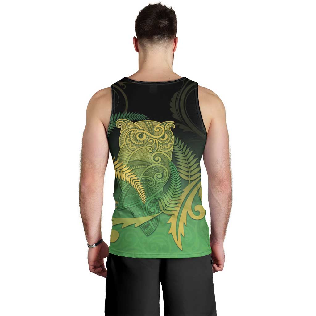 New Zealand Aotearoa Ruru Men Tank Top Maori Fern Art Green