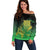 New Zealand Aotearoa Ruru Off Shoulder Sweater Maori Fern Art Green