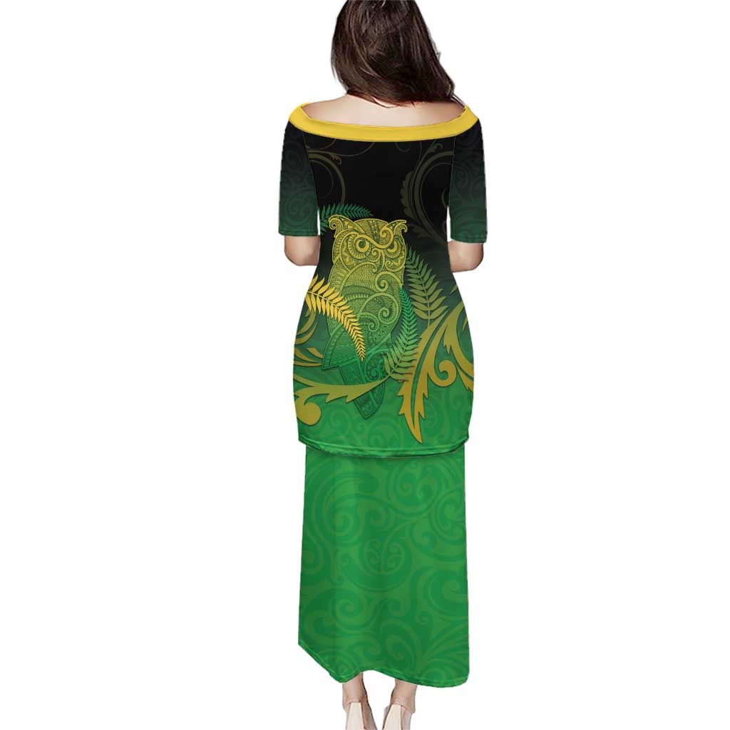 New Zealand Aotearoa Ruru Puletasi Maori Fern Art Green