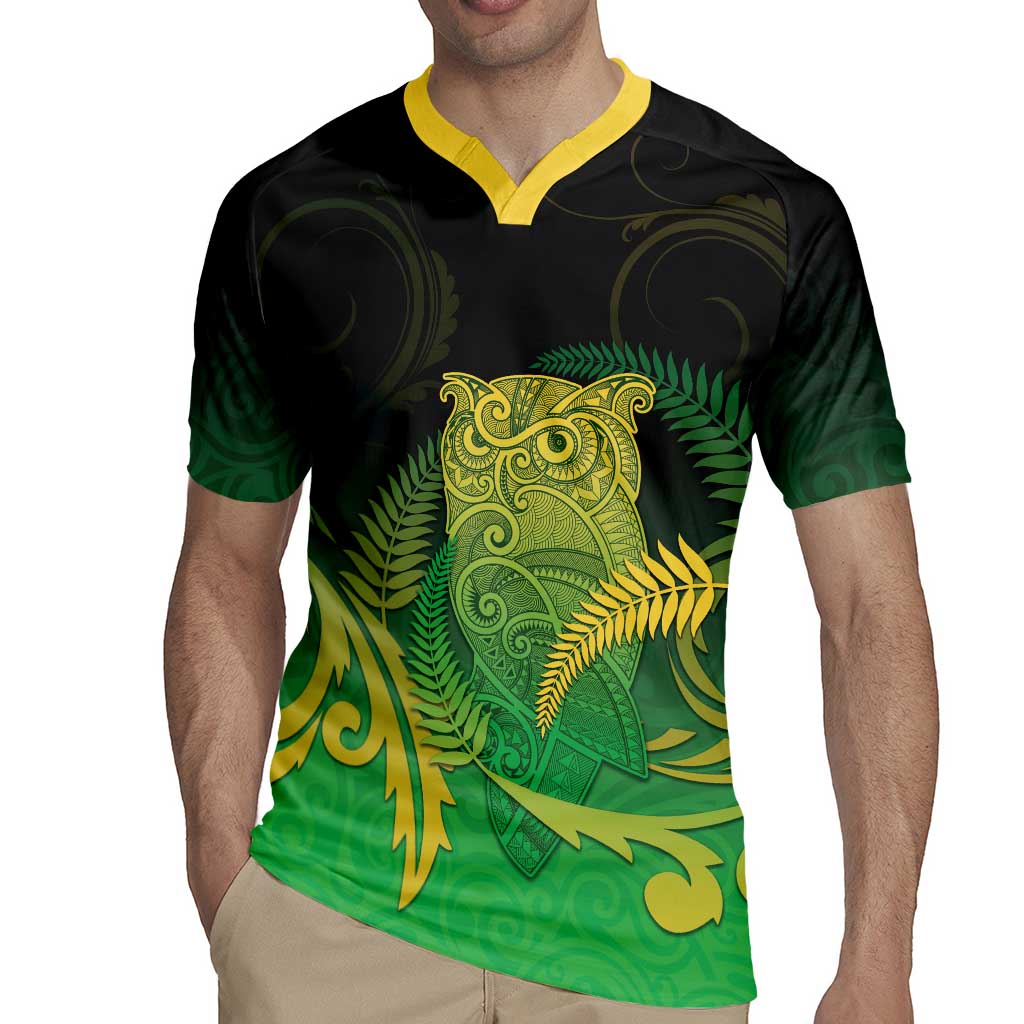 New Zealand Aotearoa Ruru Rugby Jersey Maori Fern Art Green LT05 - Polynesian Pride