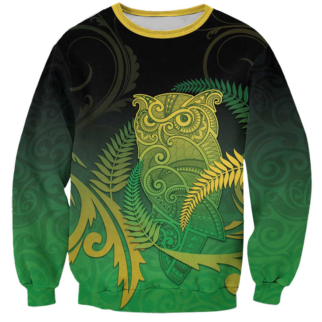 New Zealand Aotearoa Ruru Sweatshirt Maori Fern Art Green LT05 Unisex Green - Polynesian Pride