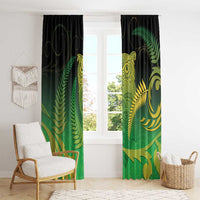 New Zealand Aotearoa Ruru Window Curtain Maori Fern Art Green