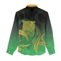 New Zealand Aotearoa Ruru Women Casual Shirt Maori Fern Art Green LT05 - Polynesian Pride