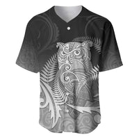 New Zealand Aotearoa Ruru Baseball Jersey Maori Fern Art Black LT05 Black - Polynesian Pride