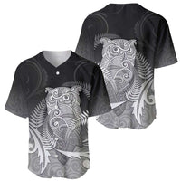 New Zealand Aotearoa Ruru Baseball Jersey Maori Fern Art Black LT05 - Polynesian Pride