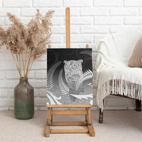 New Zealand Aotearoa Ruru Canvas Wall Art Maori Fern Art Black