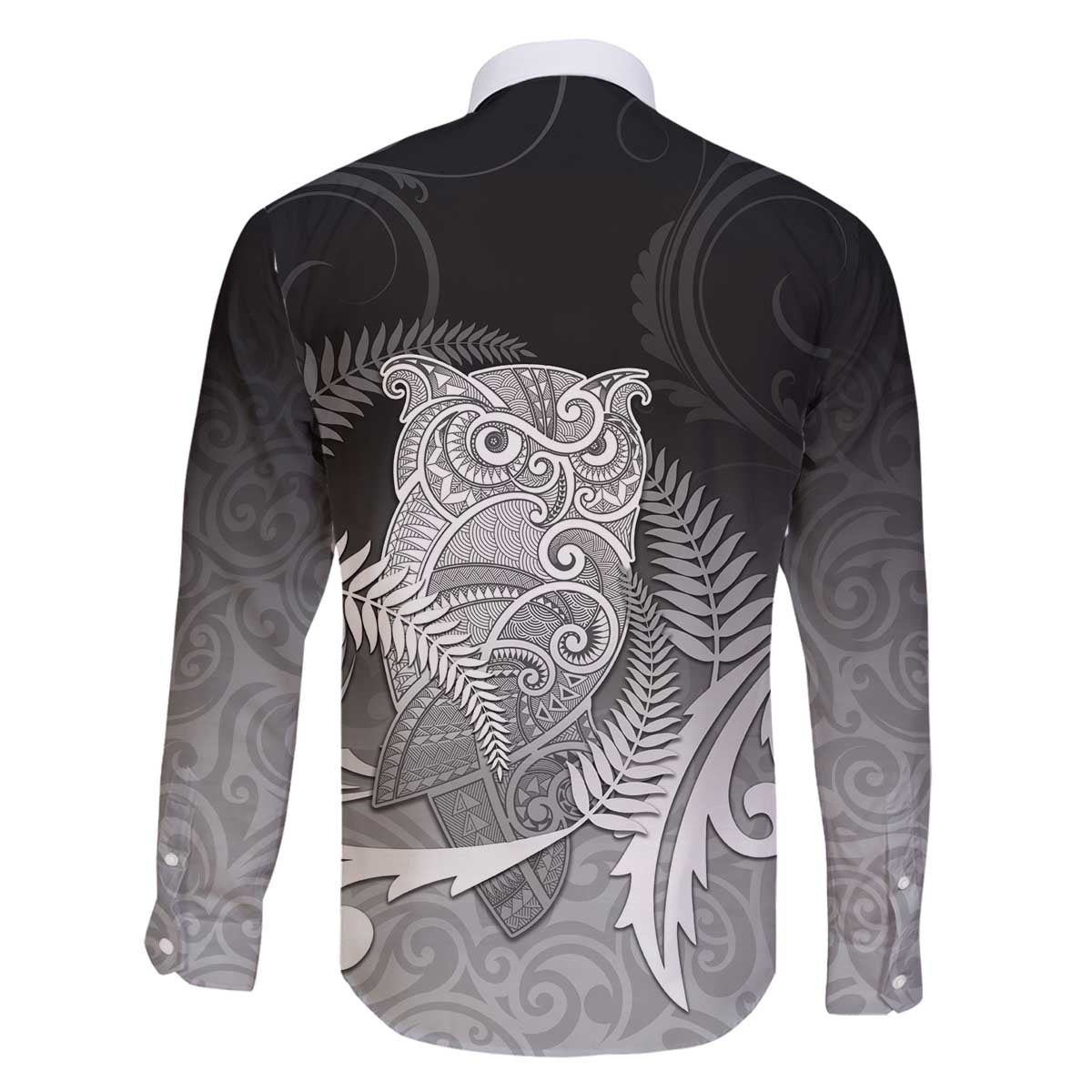 New Zealand Aotearoa Ruru Family Matching Off The Shoulder Long Sleeve Dress and Hawaiian Shirt Maori Fern Art Black