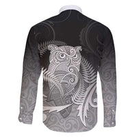 New Zealand Aotearoa Ruru Family Matching Tank Maxi Dress and Hawaiian Shirt Maori Fern Art Black LT05 - Polynesian Pride