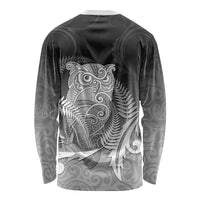 New Zealand Aotearoa Ruru Long Sleeve Shirt Maori Fern Art Black LT05 - Polynesian Pride
