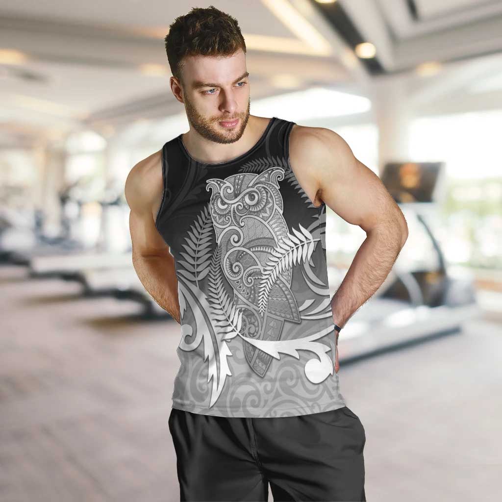 New Zealand Aotearoa Ruru Men Tank Top Maori Fern Art Black