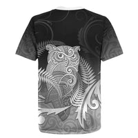 New Zealand Aotearoa Ruru Rugby Jersey Maori Fern Art Black LT05 - Polynesian Pride