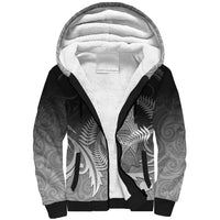 New Zealand Aotearoa Ruru Sherpa Hoodie Maori Fern Art Black
